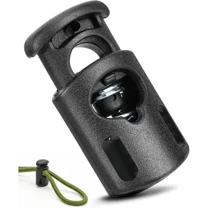 12 count Cord Lock, Cord Locks for Drawstrings, Black Plastic Spring Toggle Stoppers, Reliable Cord Fastener Clips for Paracord, Shoelaces, Bags, Clothing, and DIY Projects
