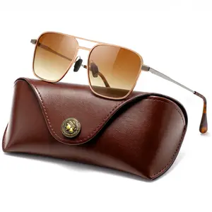 【SummerVibes】SUNGAIT Polarized Retro Square Aviator Sunglasses for Men Women UV400 Protection Vintage Metal Frame Travel Driving Beach Daily Eyewear Outdoor SGT745