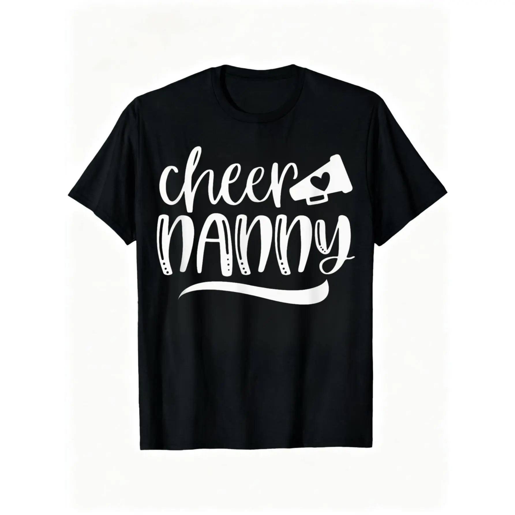 100% Cotton Womens CHEER NANNY, Megaphone with Heart Accent T-Shirt