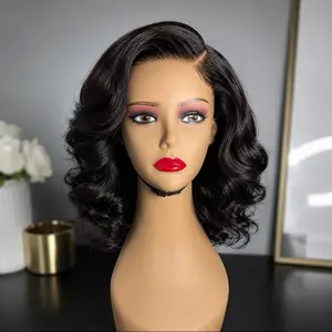 100% human hair wig, lace front 13×4, could be used straight or curly, 12inches, very full,
