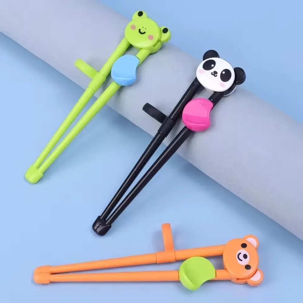 3-Pair Children's Cartoon Animal Training Chopsticks Set, Outdoor Tableware Auxiliary Dining Tools for Camping & Hiking Picnics