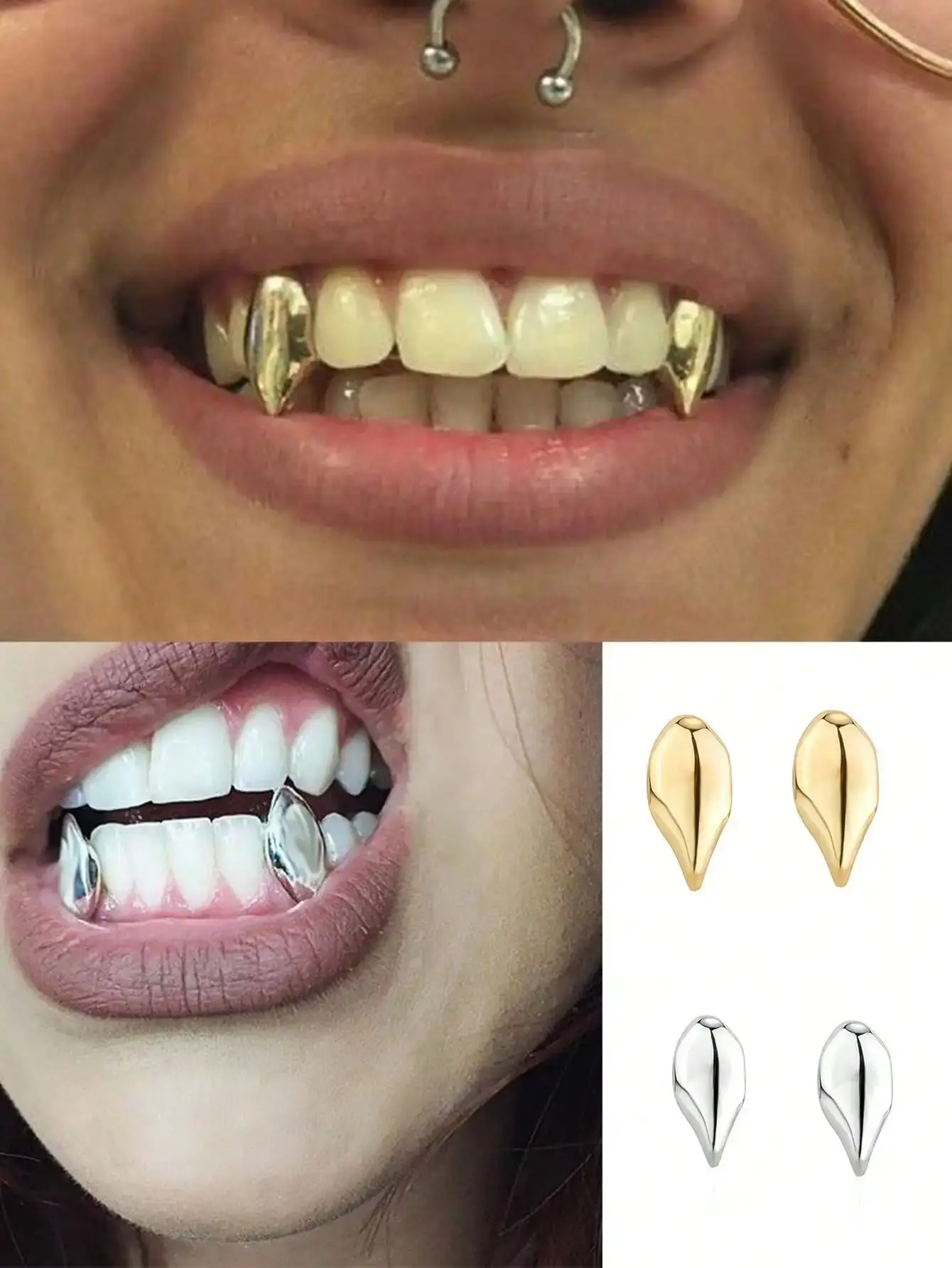 Personalized Tooth Decoration: Smooth Surface, Small Tiger Teeth, Pointed Teeth, Upper And Lower Tooth Decoration, Funny Vampire