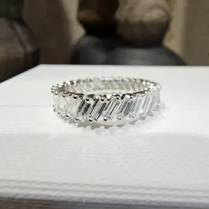 Lab Grown Baguette Diamonds Angled Prong Set Eternity Band
