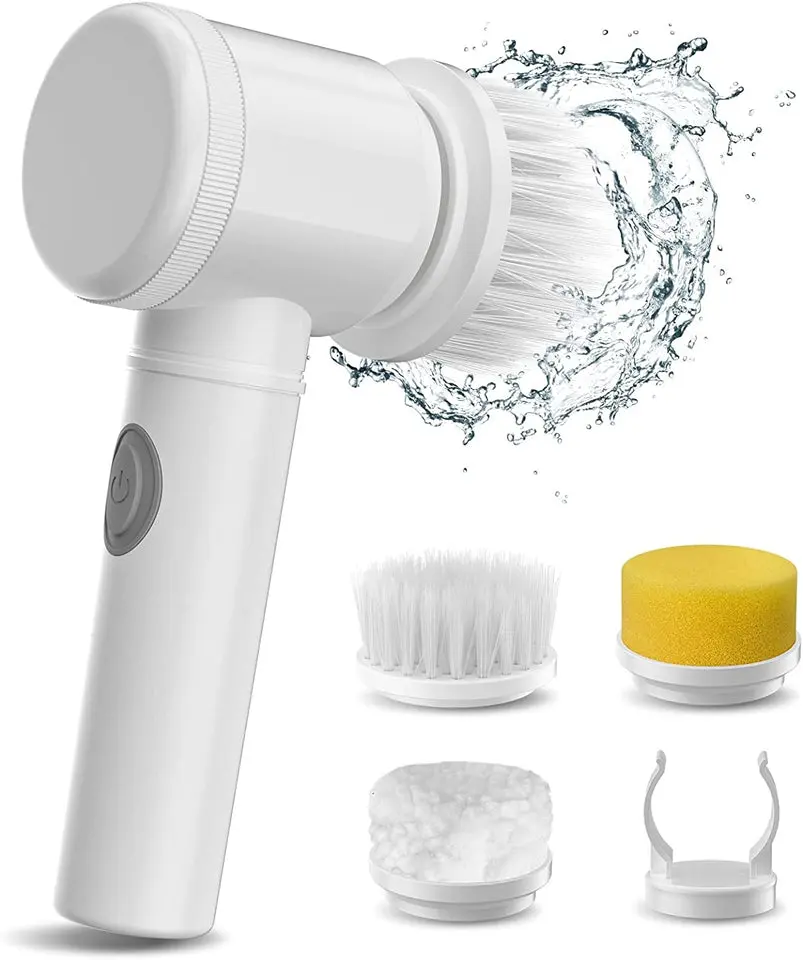 Electric Cleaning Brush Cordless Electric Scrubber for Kitchen Bathroom Shower Door Bathtub Mirror Tile Tub Dish Sink Grout Handheld Household Motorized Brush( White)