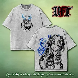 Rem Re zero best waifu anime game movie 2 sided washed tshirt graphic tees tank top hoodie sweat shirt menswear