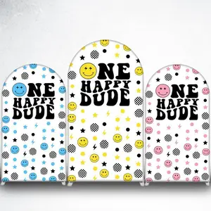 15-day 2D Flat Delivery One Happy Dude Smiley Arch Backdrop Cover for 1st Birthday Boy