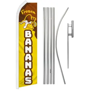 Frozen Bananas Themed Banner & Aluminium-Steel Pole Kit, Polyester Material with Unique Print, Festive Party Backdrop Decor Supply