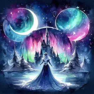 5D DIY Full Diamond Round Diamond Painting - Diamond Art Painting Kit Castle, Galaxy, Aurora, Princess Mosaic, Canvas - DIY Decorative Painting, Home Wall Decor, Suitable for Halloween and Christmas, Birthday and Anniversary Gifts