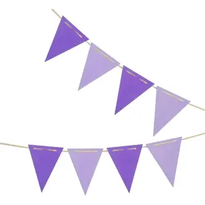 Dark Purple and Light Purple Vintage Double Sided Triangle Pennant Banner Pack of 30pcs for Party Decoration