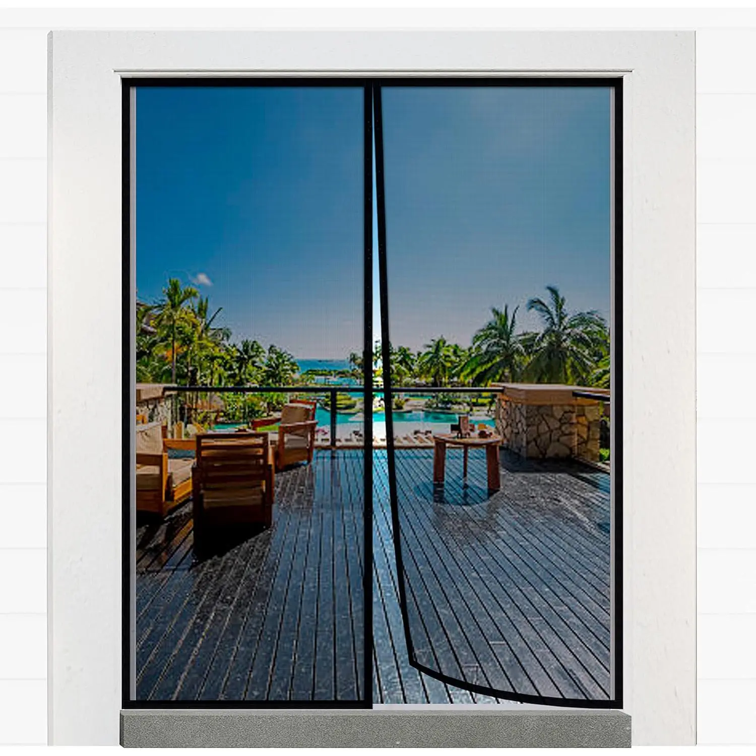 Closure Screen Door for 62"x81"  Door Sliding Door Pet and  Friendly, Durable Fiberglass Mesh Double Door Screen Mesh Retractable Curtain, Keep . Mosquito Out, Fly Screen