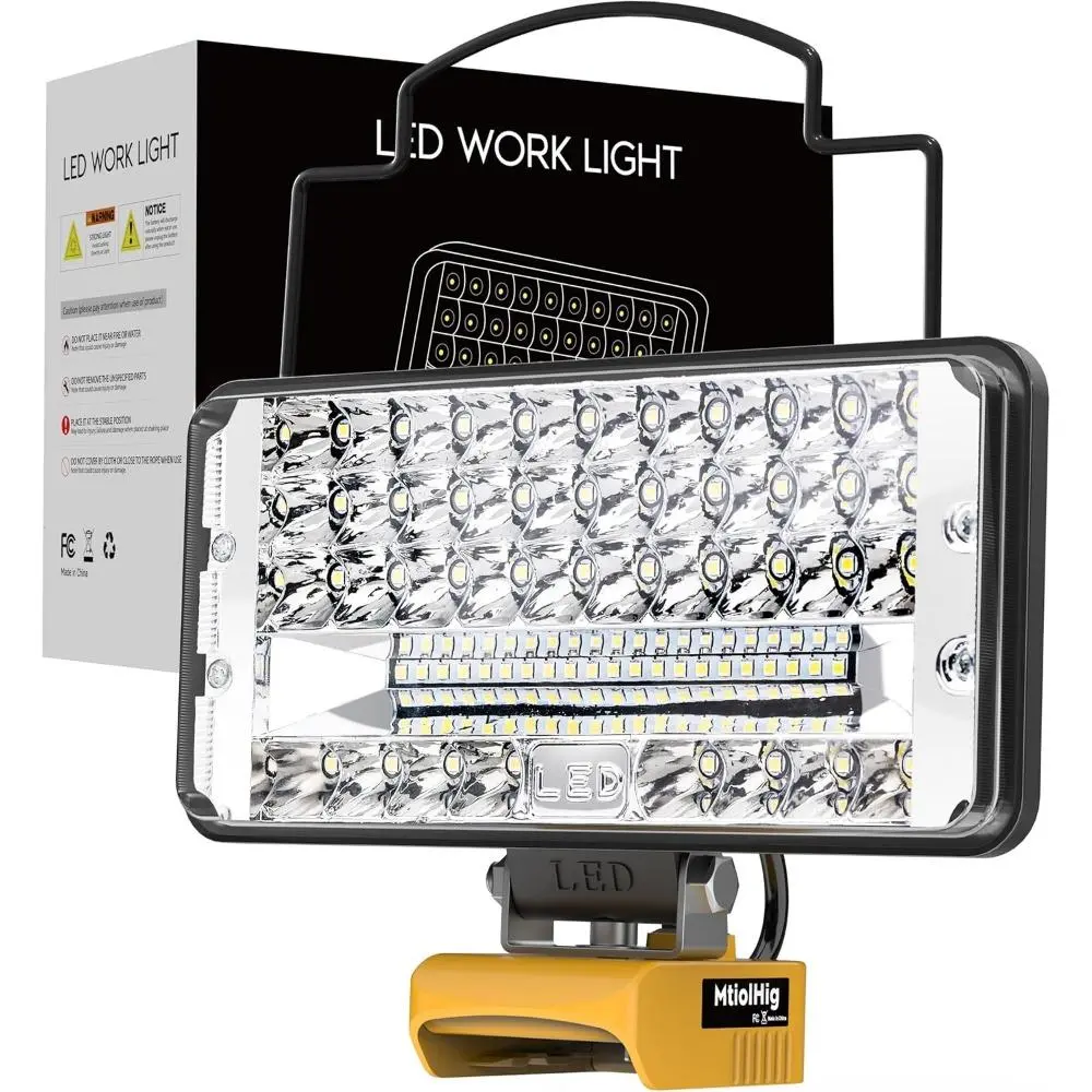 Cordless LED Work Light for Dewalt 20V Max Batteries, 145W 14500 Lumen Portable Job Site Floodlight with 140° Pivoting Head - Father's Day, Birthday, Christmas Gifts for Men, Dad, Husband, Emergency, Car Maintenance
