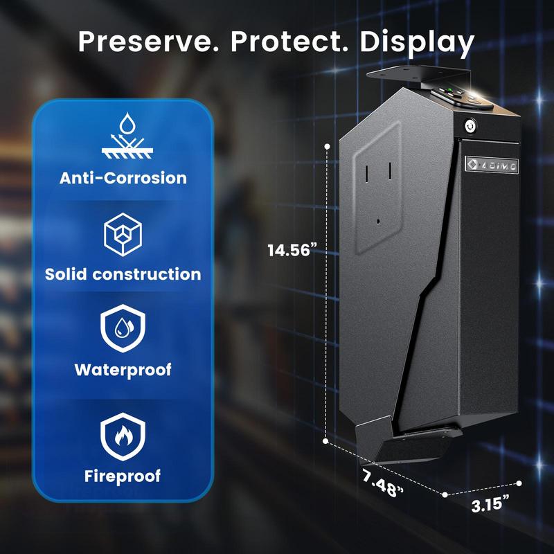 ADIMO Biometric Fingerprint Safe with Keypad Lock, G safe for Nightstand Wall Mount Bedside Desk Vehicle Bed