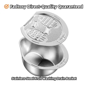 1 Piece 304 Stainless Steel Colander Basin, Food-Grade Safe Odorless, Fast Draining Durable Rust-Proof, For Rice Grain Vegetable Washing, Home Kitchen Food Cleaning Storage