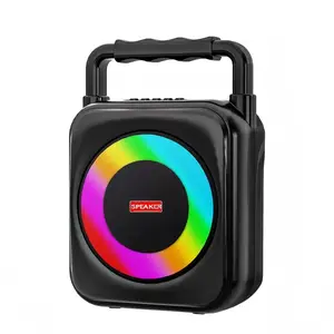 Portable Bluetooth 5.1 Speaker with 4-Inch Heavy Bass RGB Lights 1800mAh Battery USB TF AUX Multi Playback Handle Design Ideal for Square Dance Outdoor Dining  Cashier Announcement