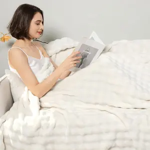 3D Bubble Plush Blanket Textured Fleece Throw Soft Warm Cozy Blanket Couch Bed, A comfortable, soft and thick bubble fleece blanket for home decoration, suitable for living room, office and bedroom, decorative and easy-to-give-away bubble blanket