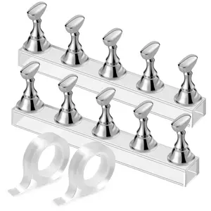 Nail Stand Acrylic Nail Art Display Stand Practice Nail Holder for Painting Nails Magnetic Practice Stands with Double-sided Tape For DIY Salon Supplies