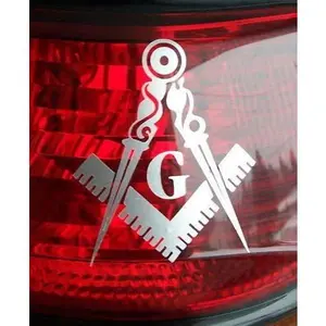 (Four Pack) 3" Masonic Series Freemason Compass Square Decal Sticker -