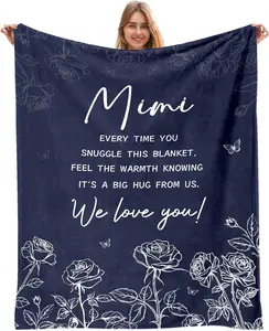 Mimi Gifts, Mimi Blanket, Gifts for Mimi Mothers Day, Mimi Gifts for Grandma from Grandkids Grandchildren, Mimi Flannel Throw Blankets 50" x 60"