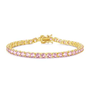 "Pink Romance" Pink Stone Tennis Sterling Silver Bracelet