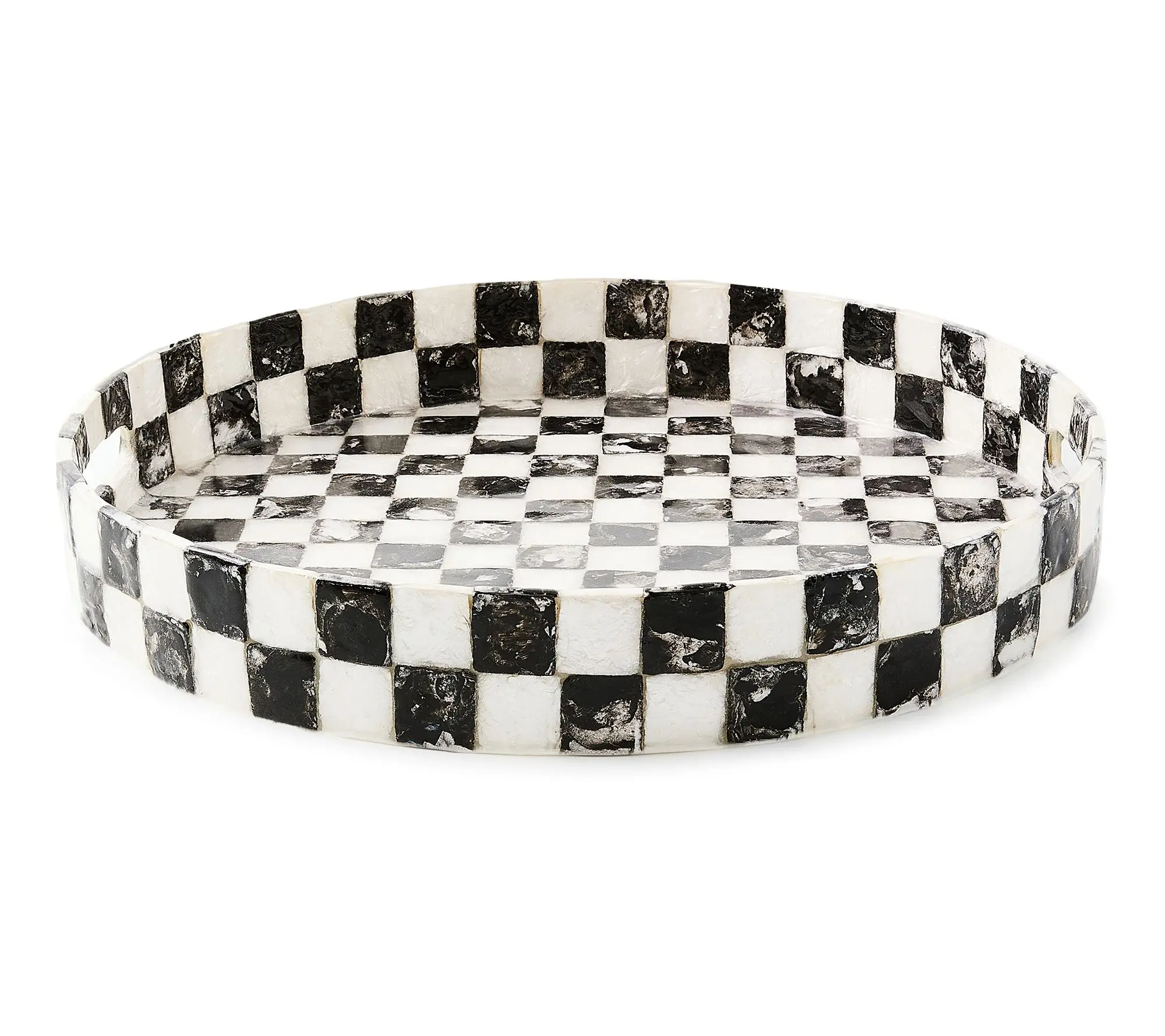 MacKenzie-Childs Check Capiz Round Tray