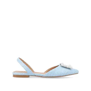 HANNAE SLINGBACK FLATS - Blue Faux Raffia