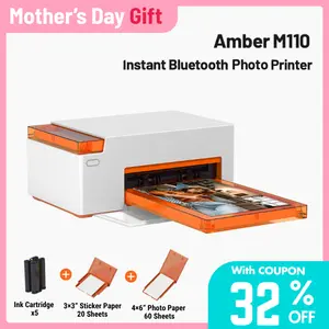 [LIVE ONLY] Liene Amber M110 Instant Bluetooth Photo Printer 80 Sheets, Photo Printer for iPhone, Thermal Dye Sublimation, Picture Printer 60 Sheets 4x6 Paper & 20 Sheets 3" Square Sticker Paper & 2 Cartridges, New Arrivals,TechVibes