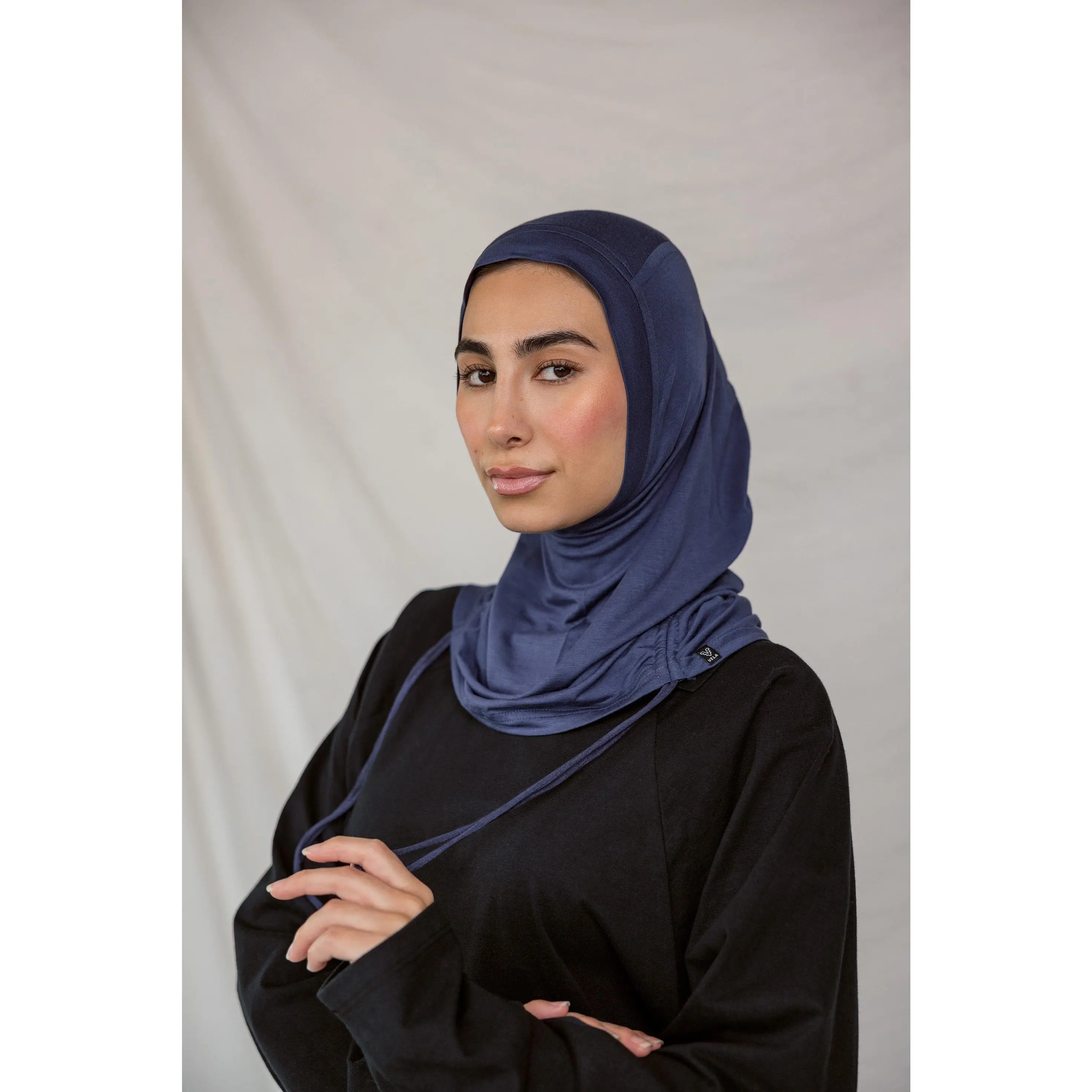 Ruched Instant Jersey Hijab for Women, Solid Twilight Blue - Soft, Breathable, Wearable, and Wrinkle-Resistant, Modest Hijab, Elastane, Soft Modal, Breathable Texture, Adult, Onesize, Hand Wash Only, Ruching, Modest Instant Hijab