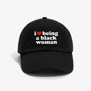 I Love Being A Black Woman Baseball Cap, Minimalist Graphic Hat, Fabric Iconic Logo Heat Transfer Print, Oversized Comfort Hat, Trendy Viral Minimalist Cap, Gift For Faith, For Men, Women, Casual Outfit Accessory