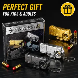 Mini Glock Finger Ring Blaster Toy - Mechanical Shell Ejection Soft Dart Toy Gun, Pocket-Sized Fidget Toy for Stress Relief, Cool Cool White Elephant Gag Gift (Gold, Silver, Black