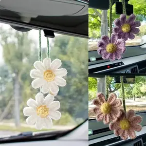 Cute Daisy Design Car Rear View Mirror Hanging Charm, Flower Design Car Rear View Mirror Hanging Decoration, Universal Car Interior Accessories