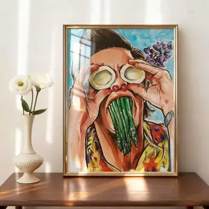Funny Man Pattern Unframed Painting, 1 Count Modern Canvas Wall Art, Wall Decor Creative Modern Decoration for Home Living Room Bedroom Office School, Unframed Art Print