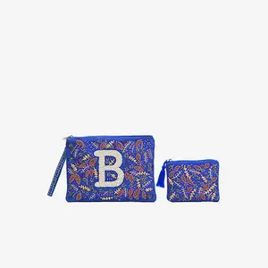 B Initial Embellished Pouch with Coin Bag