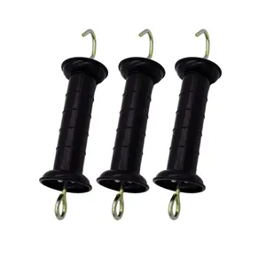 3 Pcs Black Plastic Electric Fence Gate Handle Insulators with Spring - All-Season Fence Accessory for Home Supplies Use, All Seasons