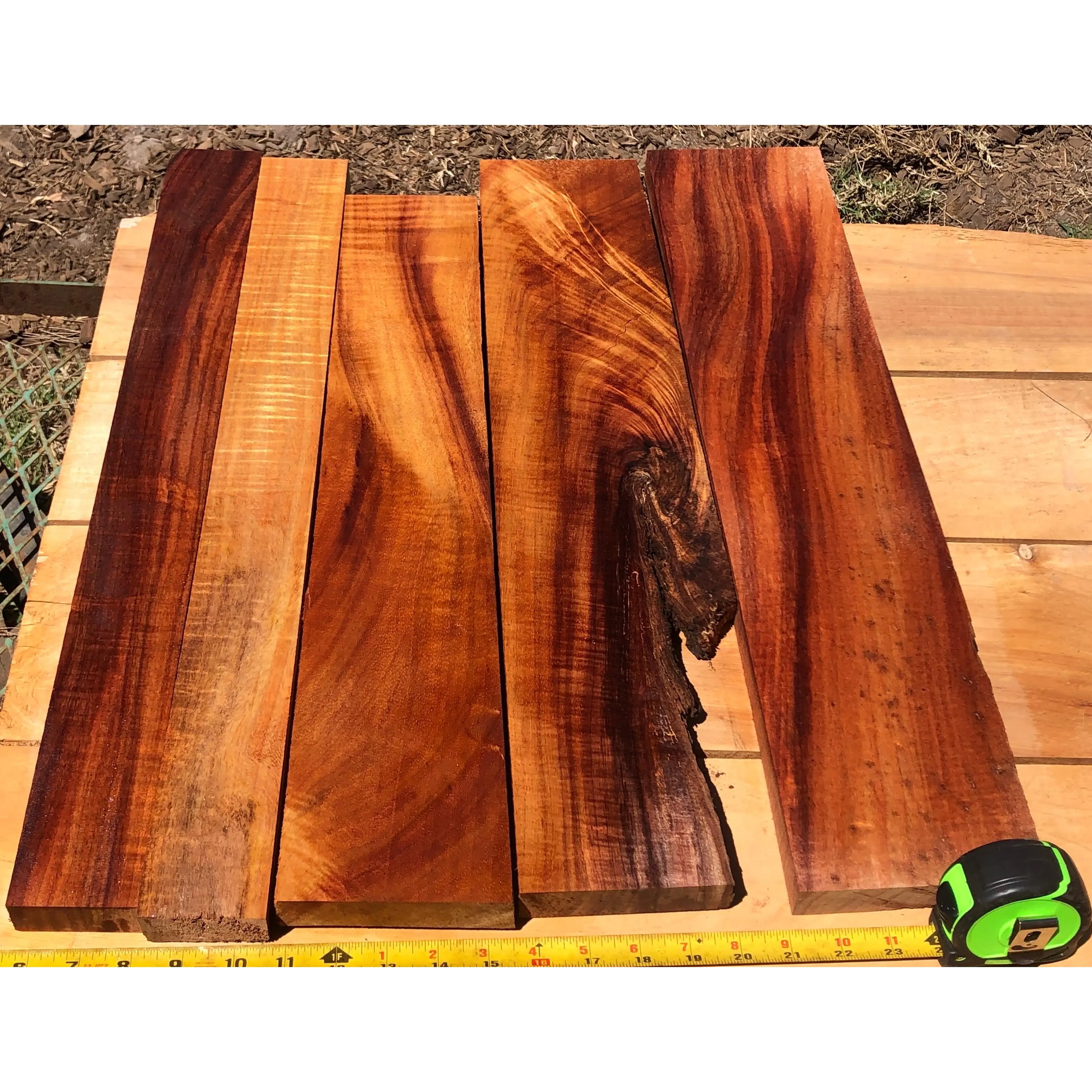 Reclaimed curly Koa boards 5@21-23.5”x2.5-5”x1”