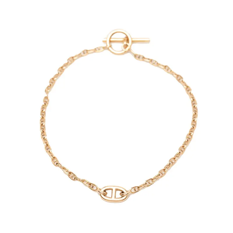 Pre-owned HERMÈS 18K Rose Gold (Au750) Small Leather Goods Hermes Chaine d’Ancre Farandole ST Au750 Bracelet