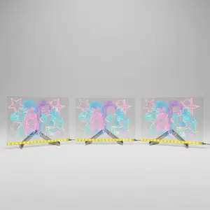 Rewritable Acrylic Message Board Bundle, 11.8×7.87in USB Powered Illuminated Dry Erase Boards with Stand, Markers, and Rags for Office and School Use