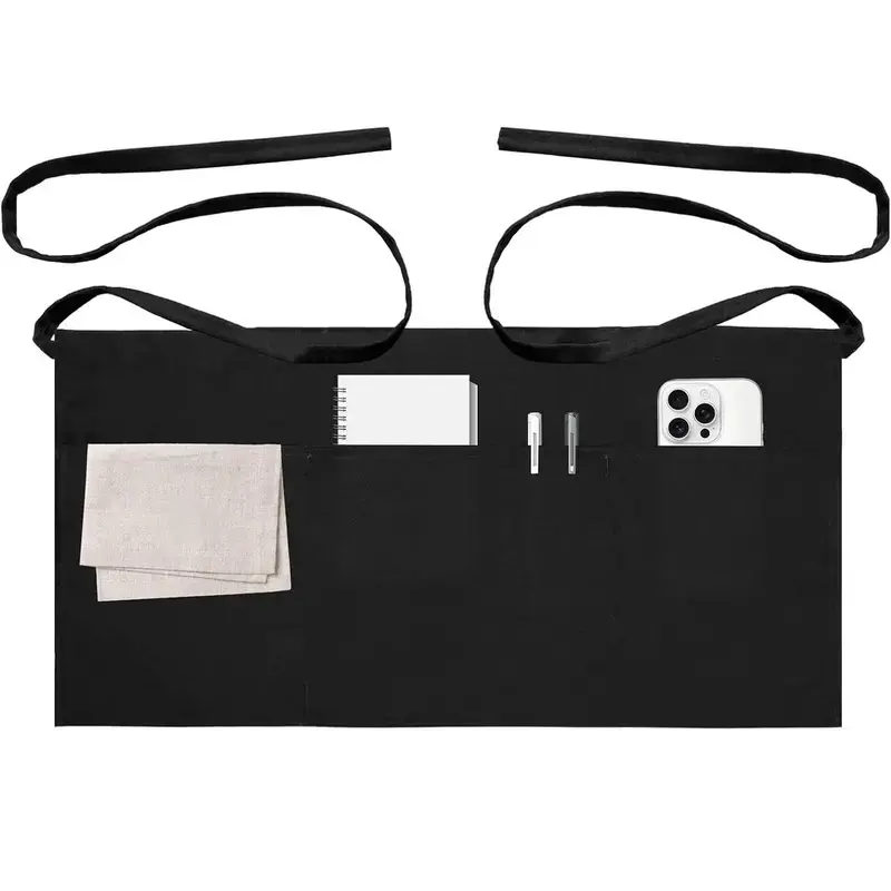 1pc Server Aprons With 3 Pockets, Oil &  Waitress Waiter Short Half  Apron
