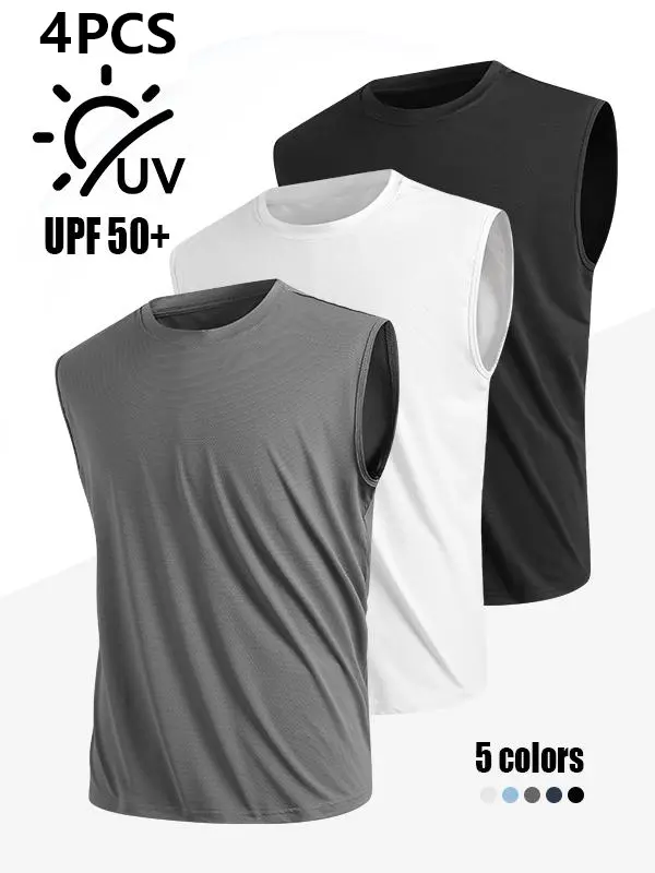 Men's Solid Color Round Neck Tank Top, Loose Casual Comfy Classic Crew Neck Sleeveless Top for Summer, Men's Clothes for Daily Wear, Casual Loose Fit