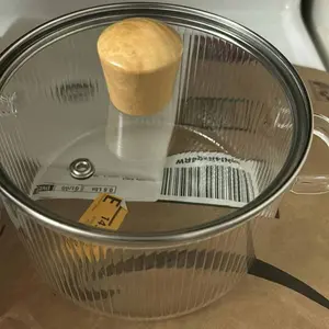 Clear Cooking Pots 1.5L(50oz) High Borosilicate Cooking Pot, Glass Cooking Pots for Stove Top Glass Saucepan, Glass Pot With Lid