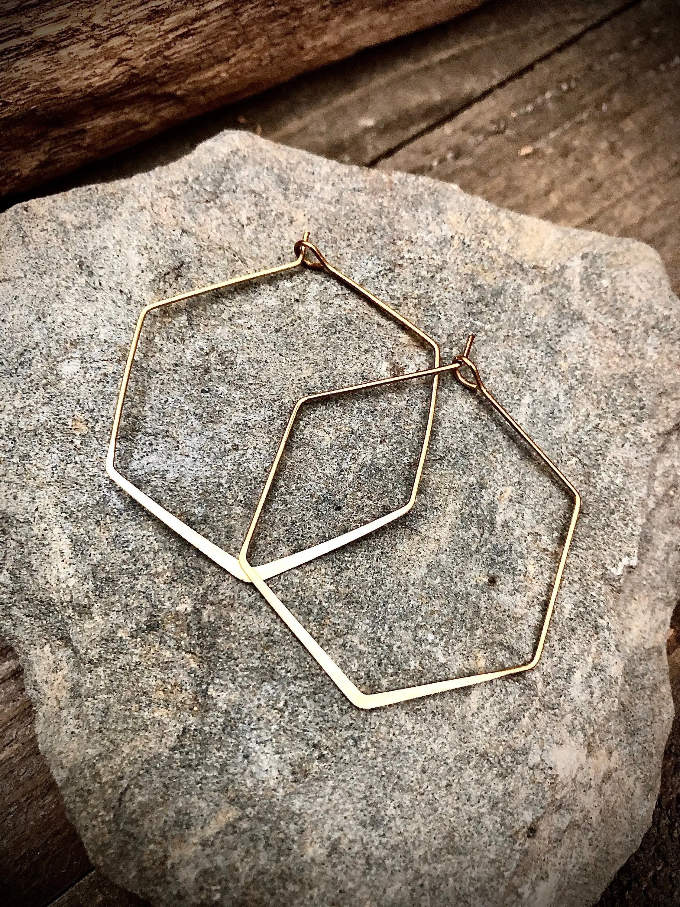 Minimalist Hexagon Hoop Earrings