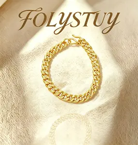 Length: 8.66 inches; Width: 9 mm【FOLYSTUY (YNW14)】Cuban Bracelet Elegant Unisex Bracelet for Women or Men Handmade Cuban bracelet