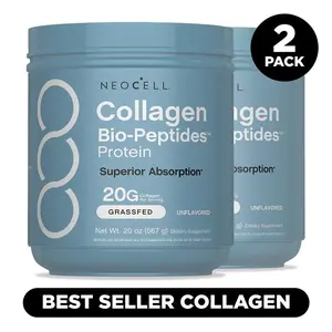 2x NeoCell Collagen Bio-Peptides Powder 20oz - Grassfed Protein Supplement - Advanced with 18 Essential Amino Acids