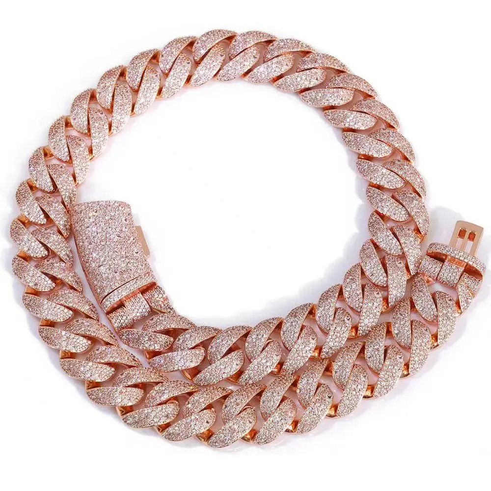 FSTVE Men's 22mm Hip-hop Bubble Cuban Links Necklace, Fully Iced Out with 5A Zircon Stones, Trendy Personalized Jewelry Gift, Men's Jewelry