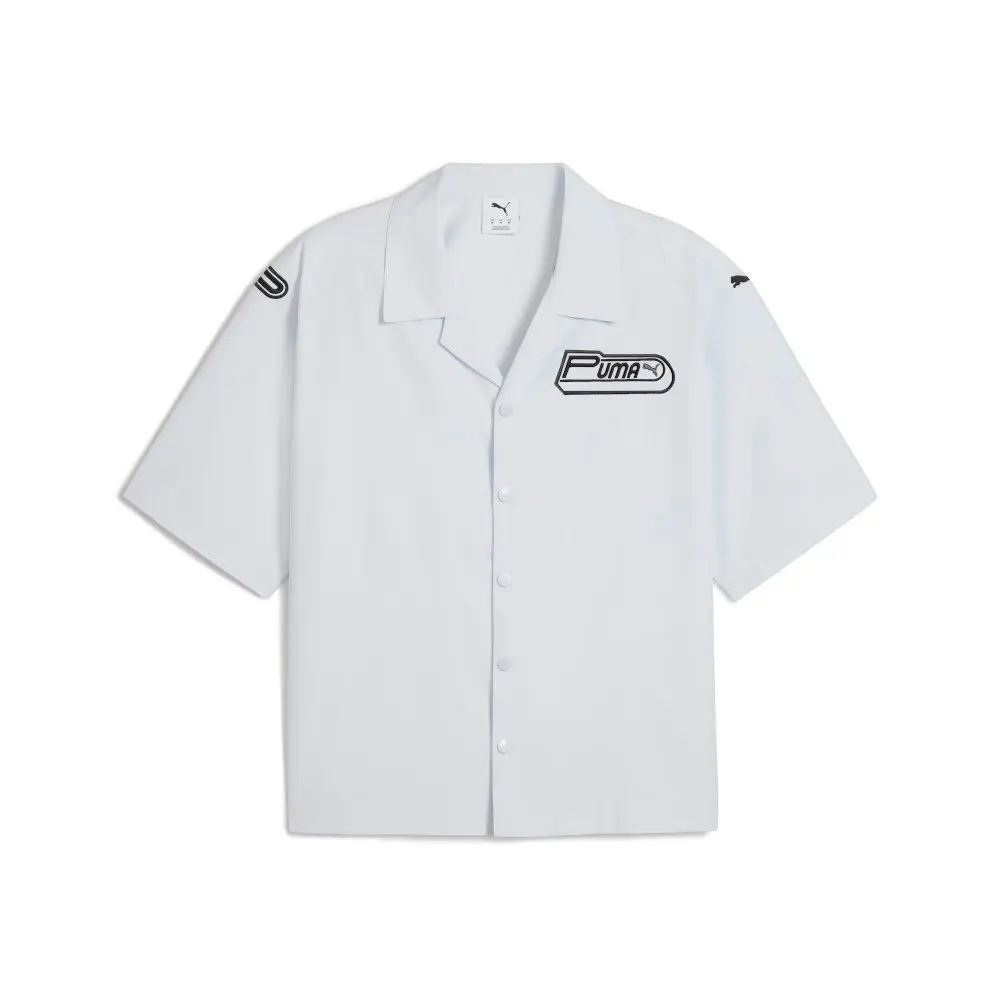 PUMA Mens Future..Archive Graphic Boxy Racer Short Sleeve Button Up Shirt Casual Tops Casual - Grey