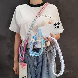 New Two-Strand Braided Three-in-One Colorful Lanyard, Long Crossbody Neck Strap Outdoor Anti-Lost Phone Lanyard Phone Accessory