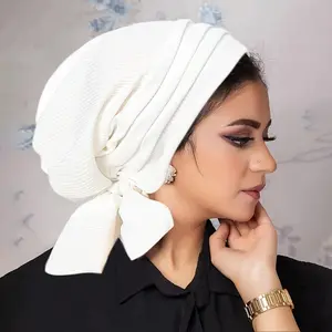 1pc Exquisite Solid Color Four Bars Long Tail Turban Hat - Soft Chemo Hat for Women, Ethnic Bag Head Hats with Stylish Design and Comfortable Wear