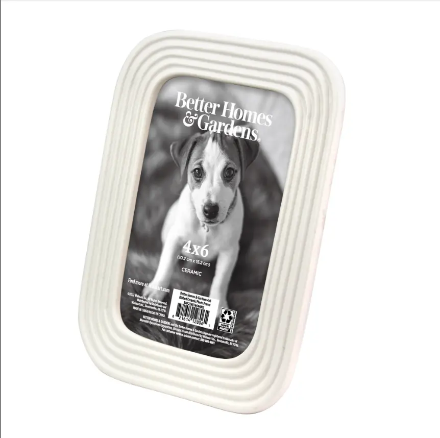 4x6 Ceramic Tabletop Picture Frame, White