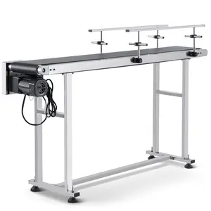 Belt Conveyor System, 59 x 7.8 Inch Conveyor Table, Heavy-Duty Stainless Steel Motorized Belt Conveyor for Inkjet Coding and Labeling Applications, Powered PVC Belt, Anti-Static, Adjustable Speed, Double Guardrail