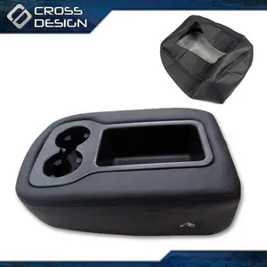 CROSSDESIGN Leather Console Armrest Jump Seat Cover Fit For 2007-2013 Silverado Tahoe Sierra