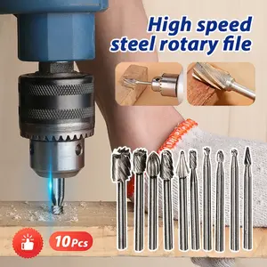 10pcs Wood Drill Bit HSS Titanium Electric Grinder Routing Rotary Milling Rotary File Cutter Wood Carving Carved Knife Cutter Tools Cutting